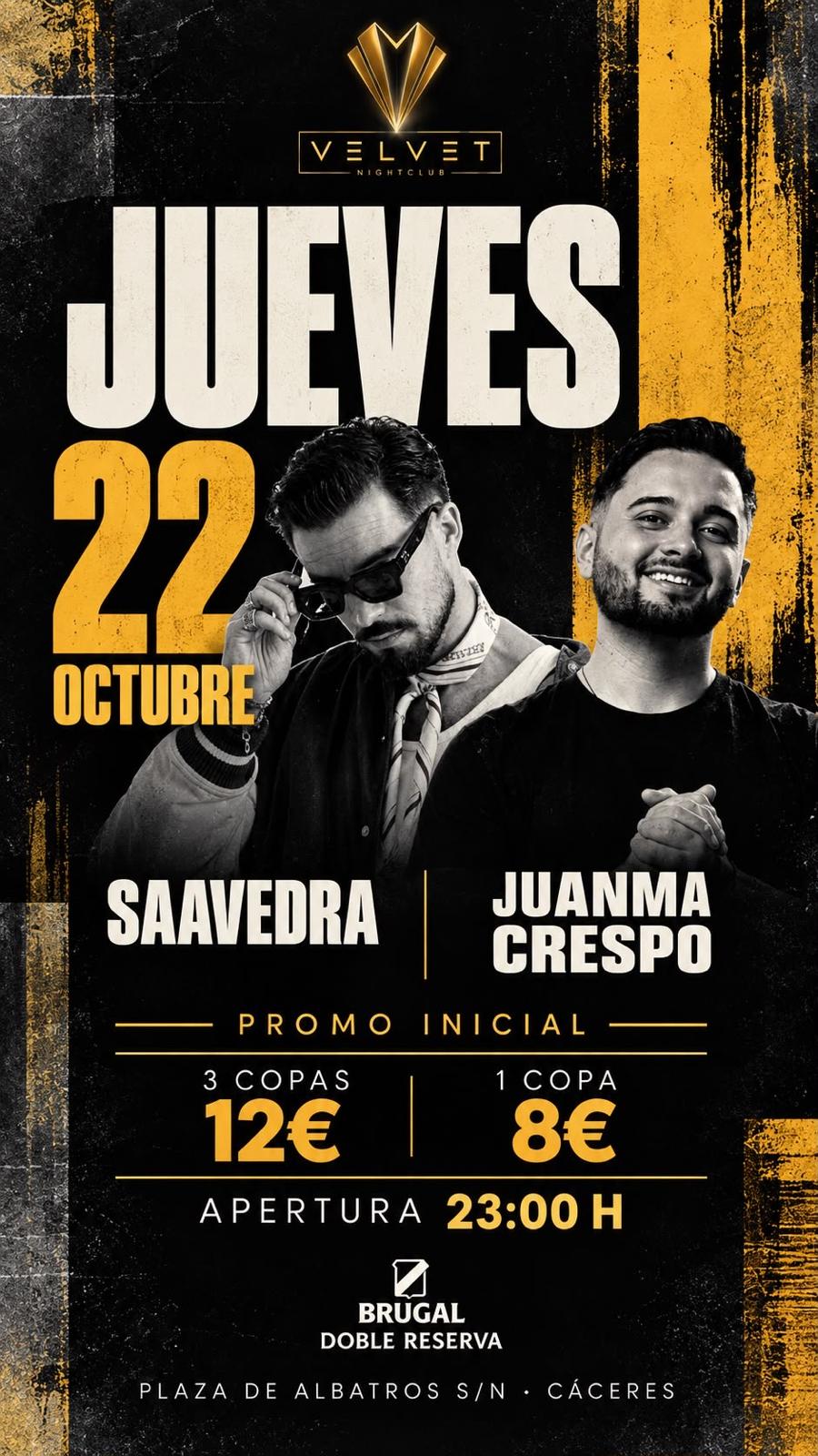 Velvet con Saavedra y Juanma Crespo | Jueves 22 Octubre